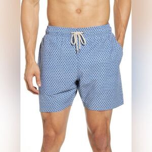 Faherty Men's Blue Beacon Scale Print Swim Trunks XL